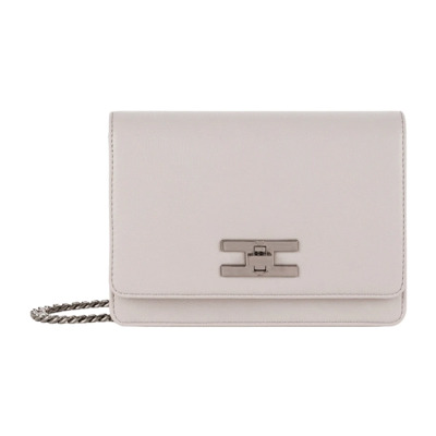 Borsa Leren Handtas Elisabetta Franchi , White , Dames