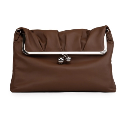 Bruin lederen opvouwbare clutch tas Max Mara Weekend , Brown , Dames