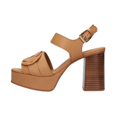 Bruine Leren Sandalen met Blokhak See by Chloé , Brown , Dames