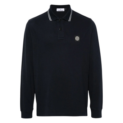 Casual Polo Shirt met Katoenmix Stone Island , Black , Heren