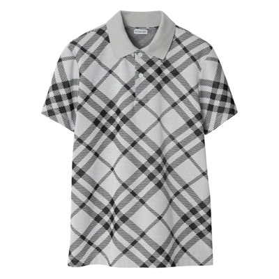 Check Jacquard Polo Shirt Slim Fit Burberry , Gray , Heren