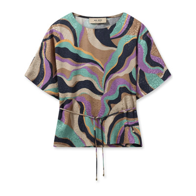 Chique Onda Blouse met Iris Orchid Print MOS Mosh , Multicolor , Dames