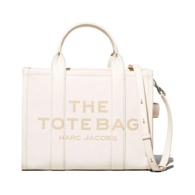 Crème Leren Tote Tas Marc Jacobs , White , Dames