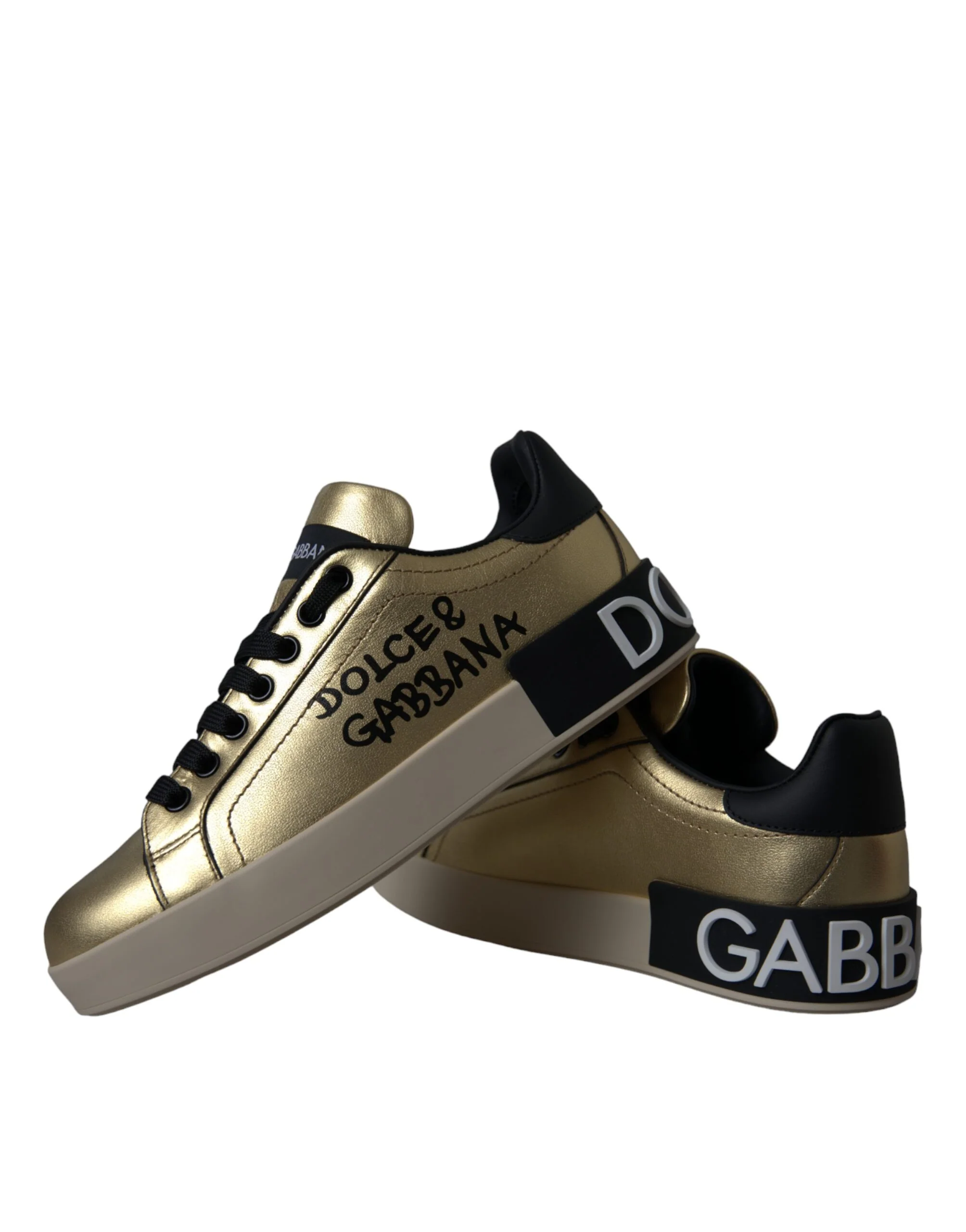 Dolce and Gabbana Goud kalfsleren dames sneakers