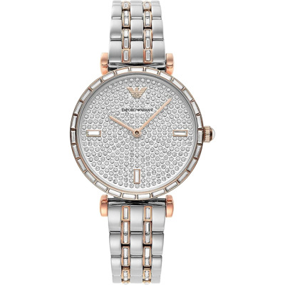 Elegante tweekleurige kristalpave horloge Emporio Armani , Gray , Heren