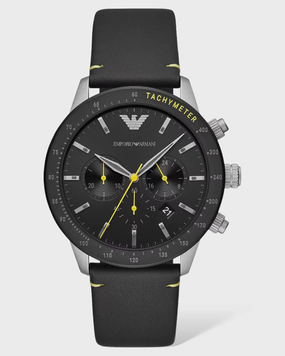 Emporio Armani Leren chronograaf horloge