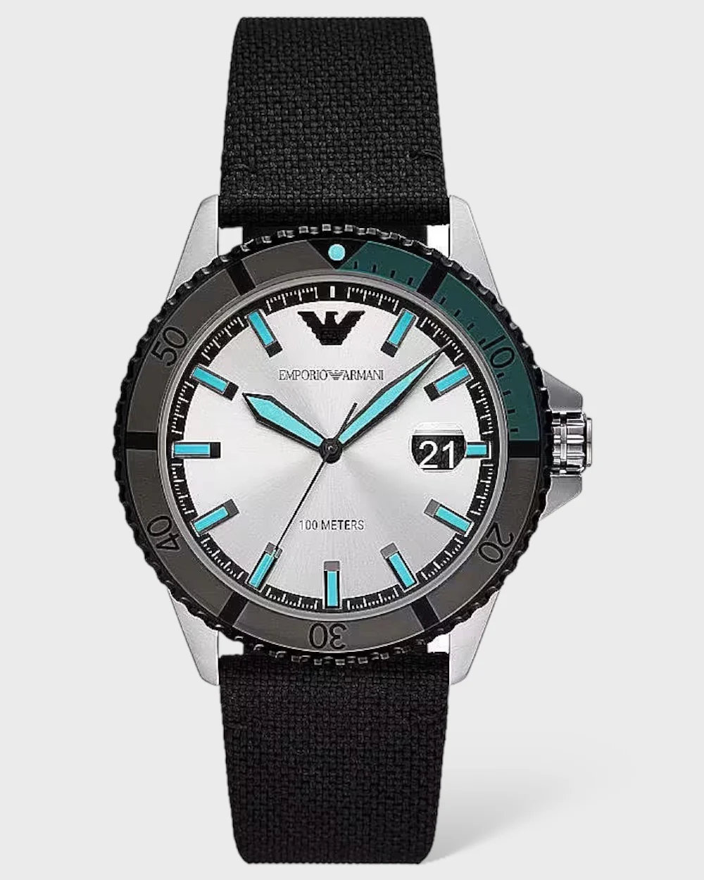 Emporio Armani Zwart zilver stalen quartz heren horloge