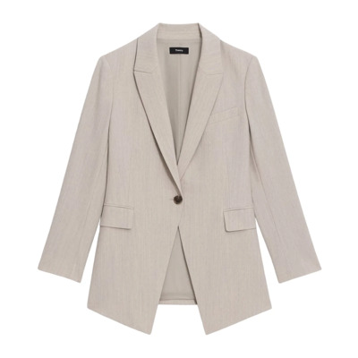 Etiennette Blazer van Goede Wol Sand Melange Theory , Beige , Dames