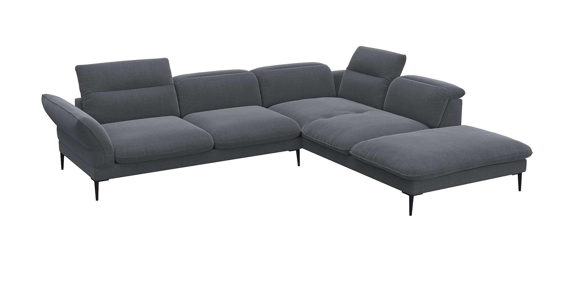 FLEXLUX Hoekbank Salino, functie-sofa met ottomane, relaxsofa, hoekbank Bank met arm- en hoofdeinde verstellingen, koudschuim & staalgolven