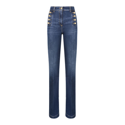 Flared Blue Denim Jeans Elisabetta Franchi , Blue , Dames