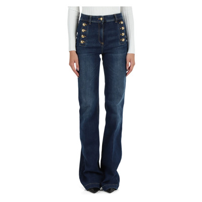 Flared jeans met decoratieve knopen Elisabetta Franchi , Blue , Dames