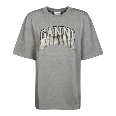 Franje Schouder T-shirt Ganni , Gray , Dames