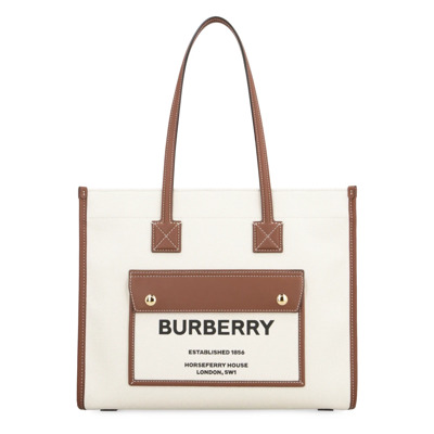 Freya Canvas Tote Tas Burberry , Beige , Dames