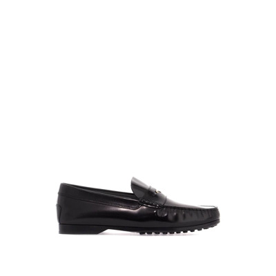 Geborstelde leren loafers met penny detail Tod's , Black , Heren