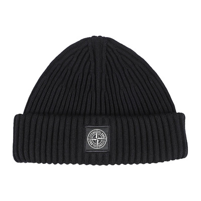 Gebreide Beanie Muts Stone Island , Black , Heren