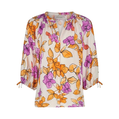 Gedrukte Flowy Blouse Volumineuze Mouwen Fabienne Chapot , Multicolor , Dames