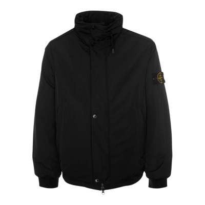 Geïsoleerde Micro Twill Jas Stone Island , Black , Heren