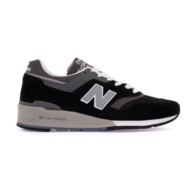 Gelaagde Leren Sneakers met Reflecterende N Logos New Balance , Black , Heren