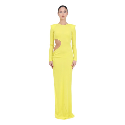 Gele Lange Jurk Rode Loper Stijl Elisabetta Franchi , Yellow , Dames