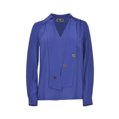 Georgette Blouse Elisabetta Franchi , Blue , Dames