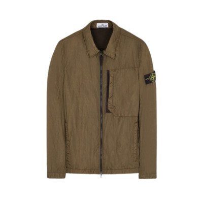 Gerecyclede Nylon Rits Shirt Jas Stone Island , Green , Heren