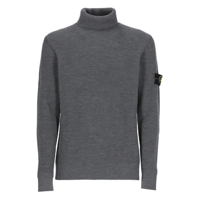 Geribbelde Hoge Hals Trui Grijs Stone Island , Gray , Heren