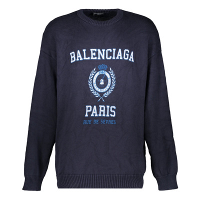 Geribbelde Logo Trui Balenciaga , Blue , Heren