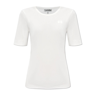 Gestreept T-shirt Ganni , White , Dames