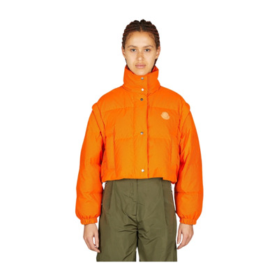 Gewatteerde Grenadelle Jas met Afneembare Mouwen Moncler , Orange , Dames