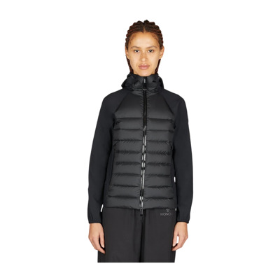 Gewatteerde Shell Jas met Contrastmateriaal Moncler , Black , Dames