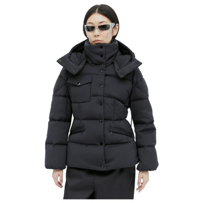 Gewatteerde Tech Jersey Jas met Afneembare Capuchon Moncler , Black , Dames