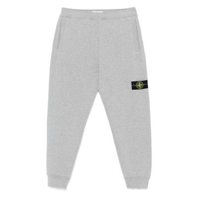 Grijze Katoenen Broek met Geribbelde Details Stone Island , Gray , Heren