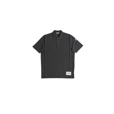 Grijze Polo Shirt met Tricolor Detail Moncler , Gray , Heren