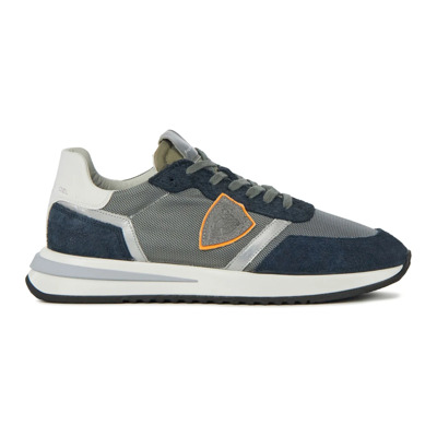 Grijze Suede Sneakers Philippe Model , Gray , Heren