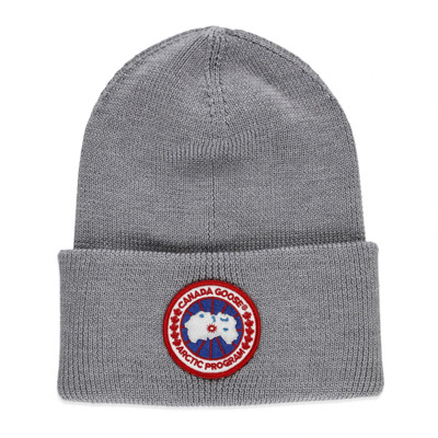 Grijze wollen muts met logo patch Canada Goose , Gray , Heren