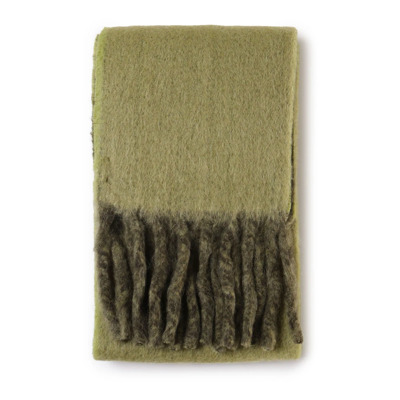 Groene Alpaca Wolmix Franje Sjaal Burberry , Green , Unisex