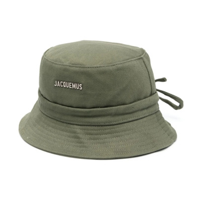 Groene Bucket Hat met Zilveren Logo Jacquemus , Green , Unisex