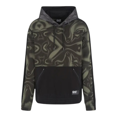 Groene Camo Hoodie Emporio Armani EA7 , Multicolor , Heren