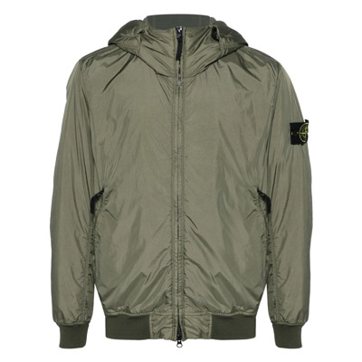 Groene Nylon Hoodie Jas Badge Stone Island , Green , Heren