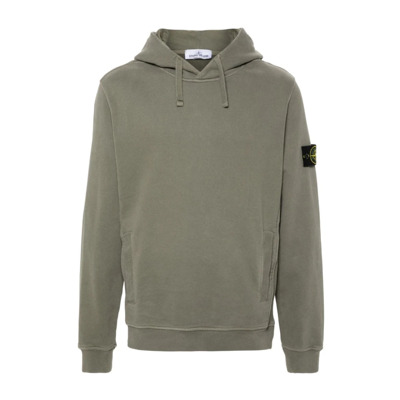 Groene Trui met Capuchon en Badge Stone Island , Green , Heren