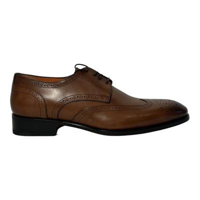 Handgemaakte Leren Oxford Schoen met Goodyear Welt Constructie Santoni , Brown , Heren