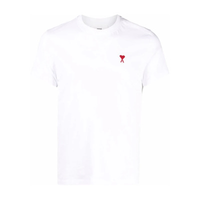 Hart Logo Wit Katoenen T-Shirt Ami Paris , White , Heren