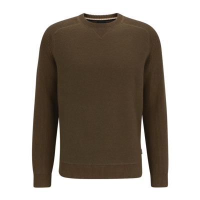 Heren Regular Fit Katoen en Wol Trui Hugo Boss , Brown , Heren