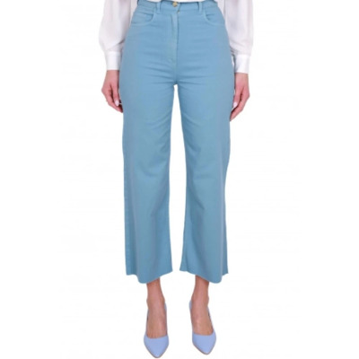 Hoge Taille Flared Katoenen Jeans Elisabetta Franchi , Blue , Dames