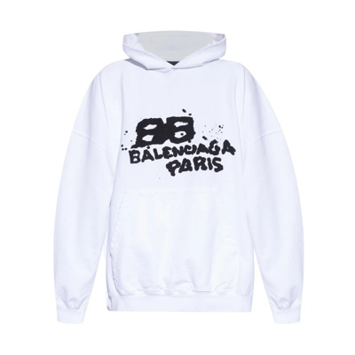 Hoodie with logo Balenciaga , White , Dames