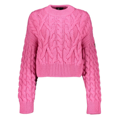 Kabelgebreide Wollen Trui Moncler , Pink , Dames