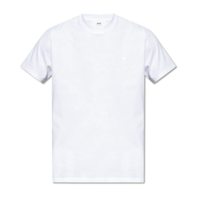 Katoenen Logo T-Shirt Ami Paris , White , Heren