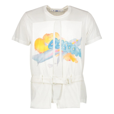 Katoenen T-shirt met Frontprint Off White , White , Heren