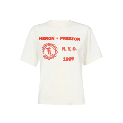 Katoenen T-shirt met Prints Heron Preston , White , Dames