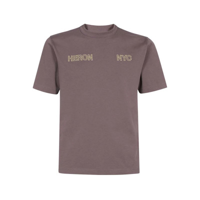 Katoenen T-shirt met voor- en achterprint Heron Preston , Brown , Heren